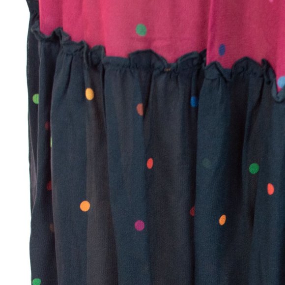 Farm Rio Mixed Dots Maxi Skirt Red Navy Multi Polka Dot Tiered Skirt - Picture 7 of 13
